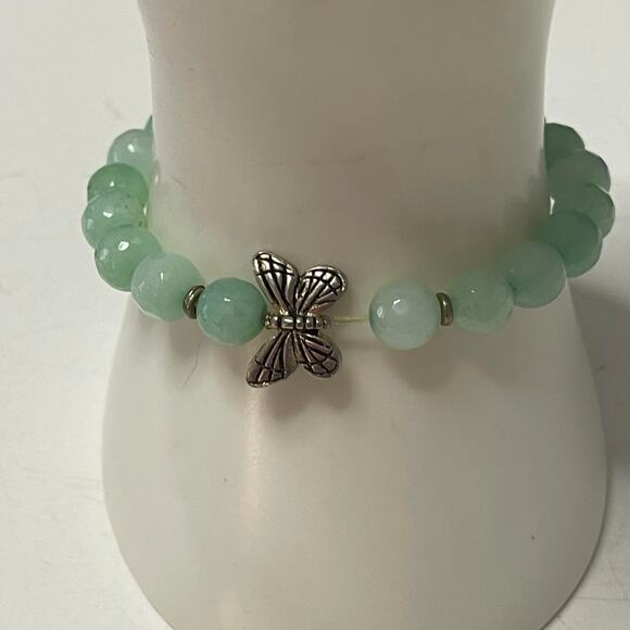 CAREGIVEGROW.ORG bracelet actual faceted blue green stone stretch style jewelry - Picture 2 of 12